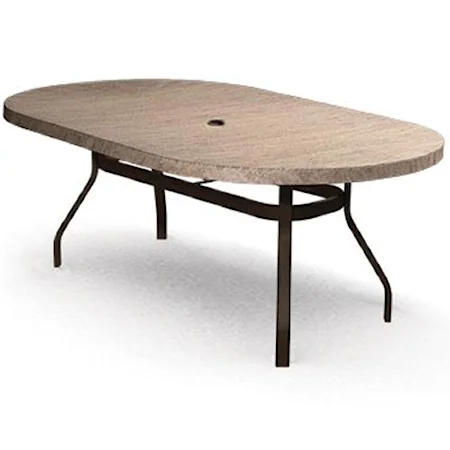 42"x72" Oval Balcony Table with Umbrella Hole and Splayed Legs